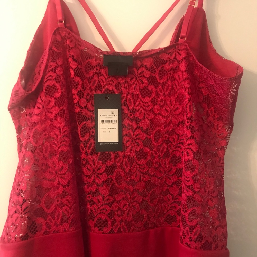 NWT Bodysuit Red Lace City Chic - Picture 9 of 13